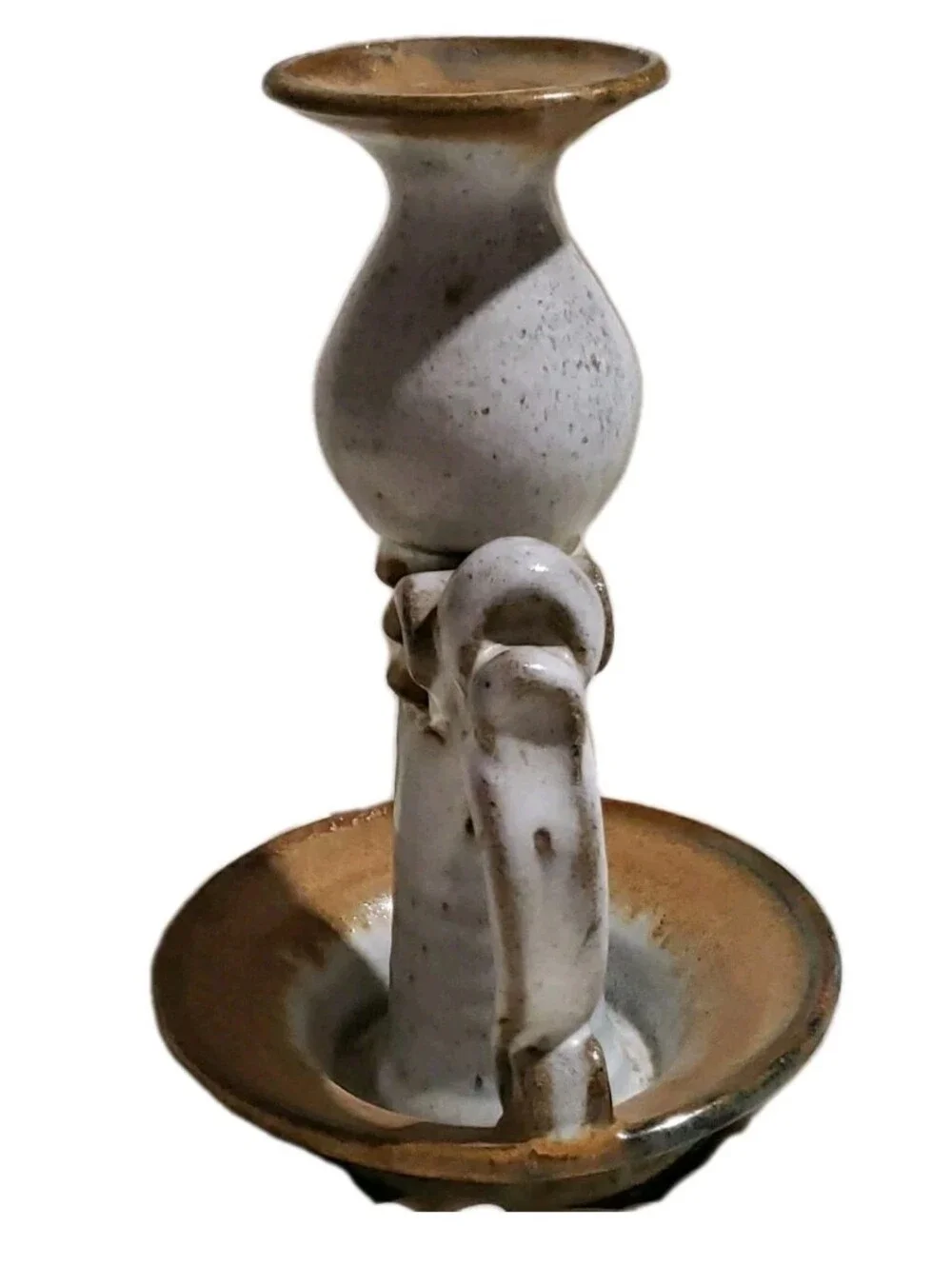 Vtg Mahon Made Stoneware MMS Signed Marked Chamberstick Candle Holder